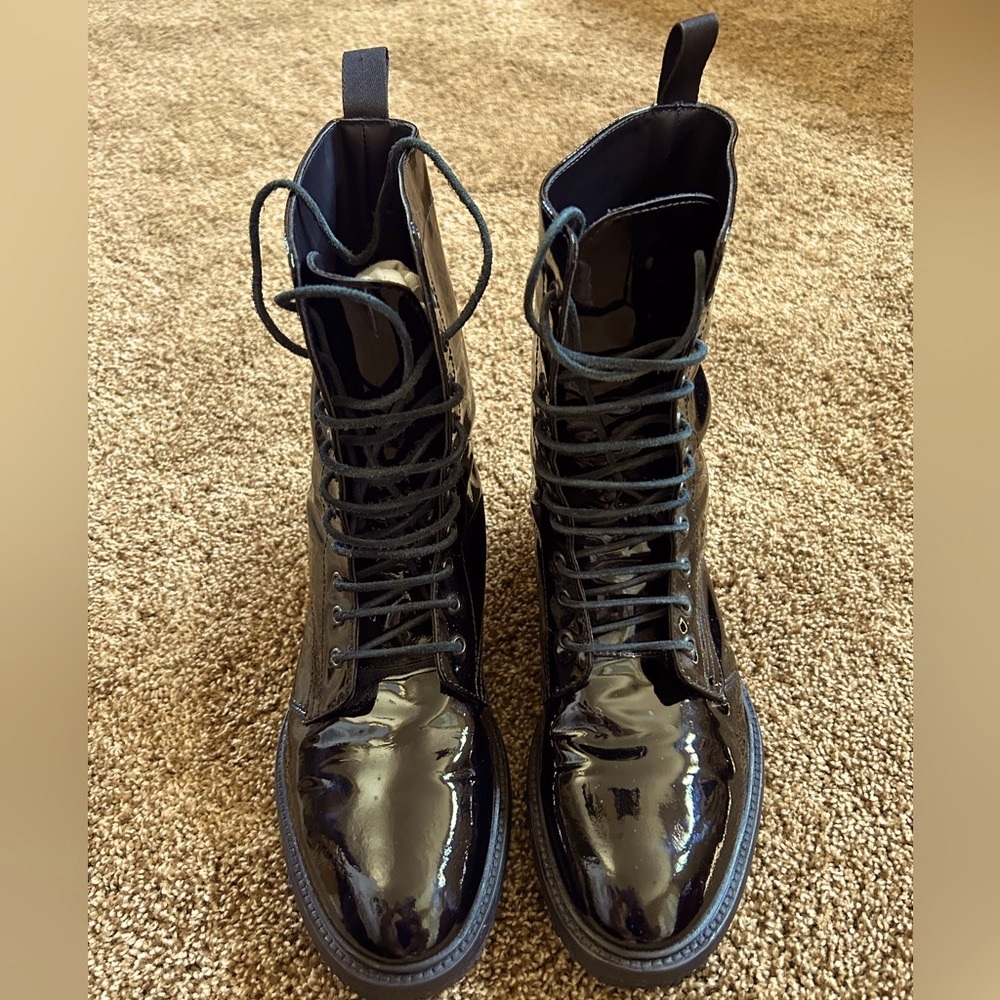 Rhude Black Patent Men’s Military Boots
